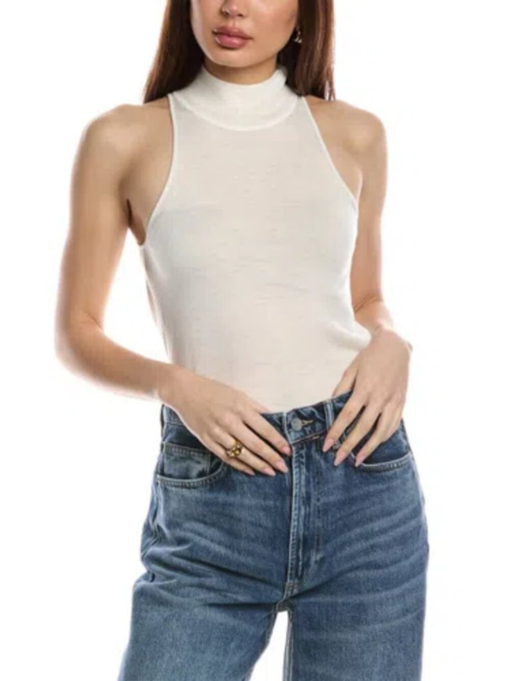 AllSaints Connie Sleeveless Merino Wool Turtleneck Sweater